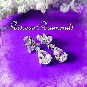 Clear White Diamond Drop Dangle Earrings on 925 Sterling Silver Women's